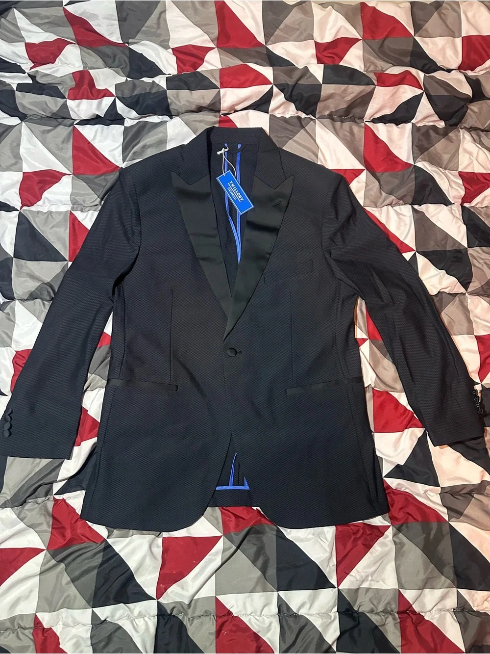 Men's Black Textured Twillory Tuxedo Blazer